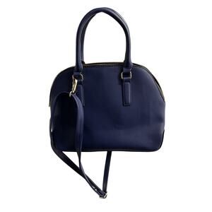 Navy Structured Dome Crossbody Bag with Top Handles